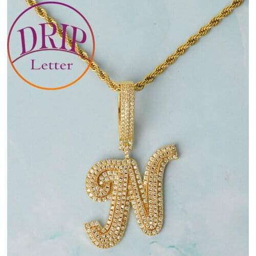 Letter Jewelry Initial Cursive Font Men Pendants and Necklace