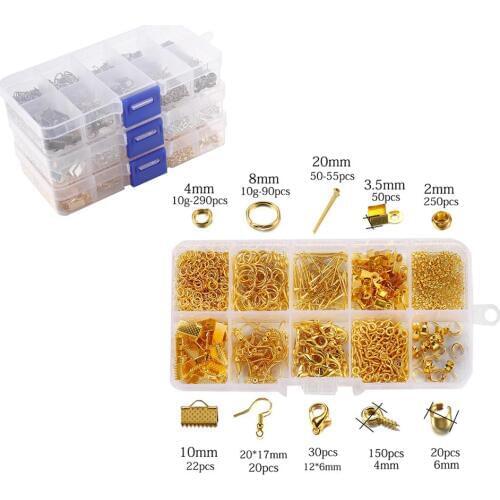 970Pcs Jewelry Making Sets Jump Rings Eye Pins Lobster Clasp Charm Connectors Earring Hooks For DIY Jewelry Making Supplies Kits