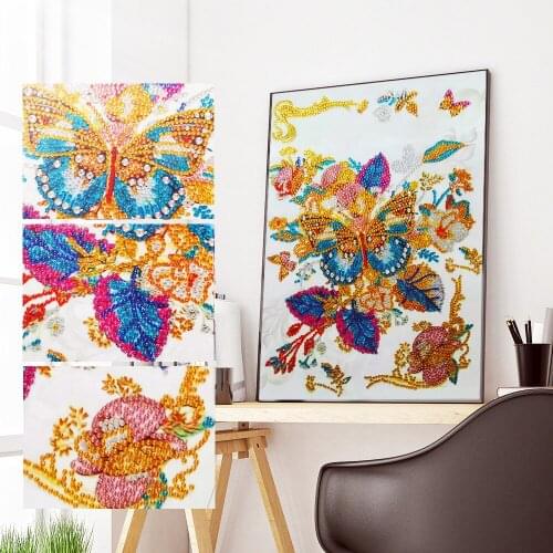 Colorful Flower Butterfly Special Shaped 5D DIY Diamond Painting Embroidery Rhinestone Partial Drill Cross Stitch Kits Crystal