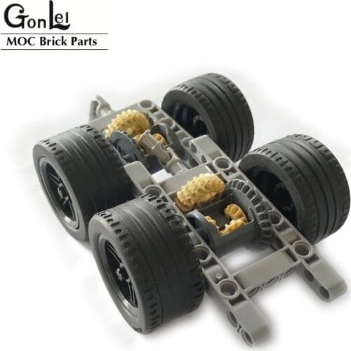 10Pcs High-Tech FRAMED DIFFERENTIAL GEAR SET Kit Pack Chassis with 2Pcs Wheels MOC Building Blocks Bricks Parts DIY Toys gifts