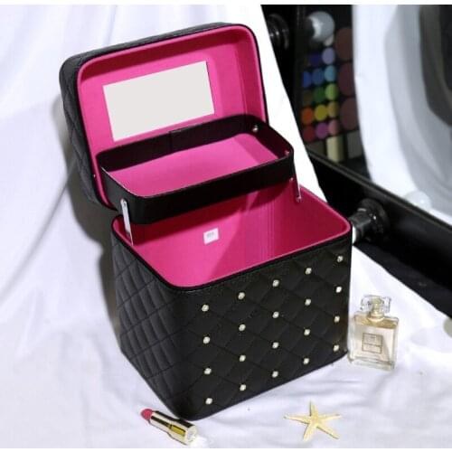 Pu New Female Profession Makeup Case Fashion Beautician Cosmetics Organizer Storage Box Nail Tool Suitcase For Women Make Up Bag