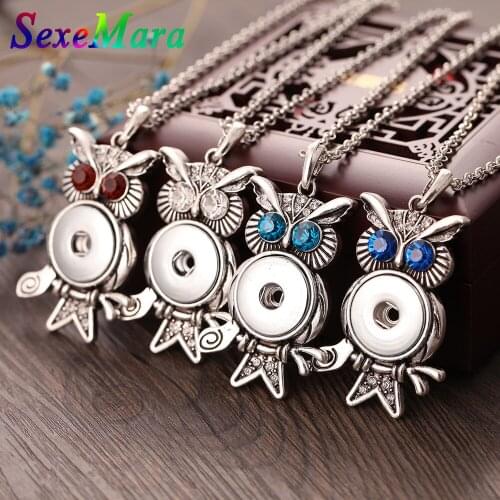 New Snap Button Necklace Snap Jewelry Fashion Owl Pendant Necklace Fit 18mm Metal Snap Button Jewelry for Women DIY Jewelry