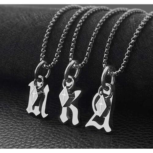 26 Letter Unisex Men Women Necklaces & Pendants female Stainless Steel Silver Color Chain Fashion jewelry