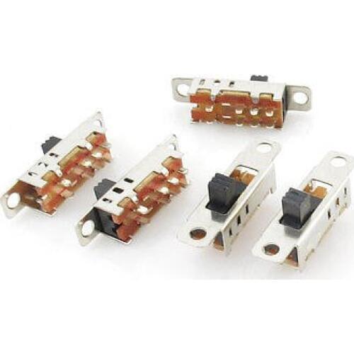 100 Pcs x 6mm High Knob 8 Pin 3 Position 2P3T DP3T Panel Slide Switch 0.5A 50V DC Model SS23E04-G6