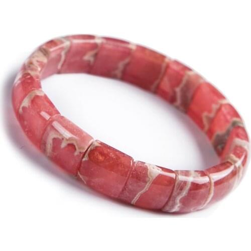 Genuine Red Natural Rhodochrosite Gems Stone Crystal Rectangle Bead Fashion Bangles Bracelets For Women Lady