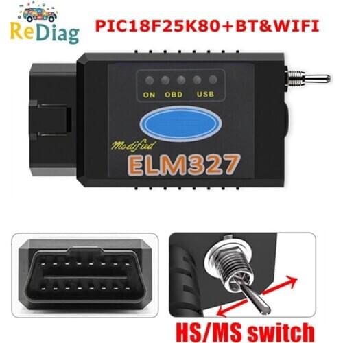 ELM327 USB PIC18F25K80 Chip with Bluetooth&WIFI for Ford HS CAN/MS CAN switch Forscan ELM 327 OBD2 Code Reader