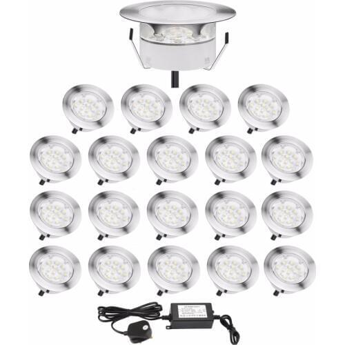 Silver LED Lighting In-ground IP67 Voltage DC12V 1.5W/0.3-1W(RGB) Warm White,Cold White, Blue RGB Plinth Lamp 20pcs/set B108-20