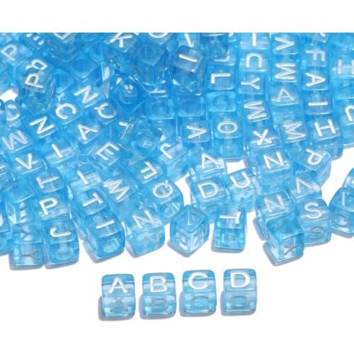 Blue Mixed Acrylic Letter Beads 6x6mm Square Alphabet Spacer Loose Beads For Jewelry Making Diy Necklace Bracelet Accessories