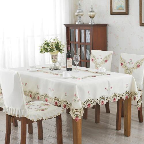 Pink Floral with Lace European Garden Embroiderey Tablecloth Fabric Table Cloth Table Cover Table Cloth Wholesale Genuine &4