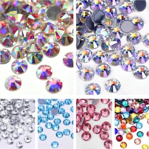 Стразы All Sizes 44Colors Crystal AB Hotfix Rhinestones Glass Strass Hotfix Iron On Rhinestones For Nail Art Decoretion ZZ074