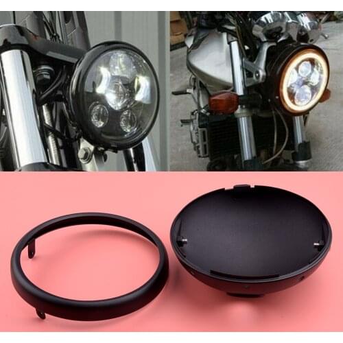 Universal Matte Black 7 Inches LED Headlight Mounting Housing Bucket Metal for Motorcycles