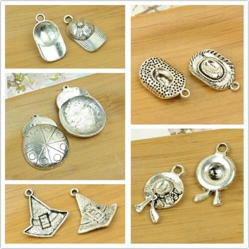 Cap / hat shape DIY pendant vintage bracelet necklace chain wholesale jewelry accessories antique silver alloy charm findings