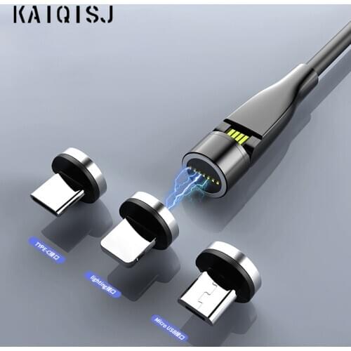 KAIQISJ 3A rotating charging cable, 540° rotating magnetic USB cable fast charging data synchronization Type-C / Micro USB cable