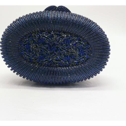 Women Blue Green Gold Color Crystal Evening Bags Clutch Bag Hollow Out Metal Clutches For Bridal Wedding Party Handbag Purse