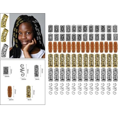 Viking Runes Beard Beads Rings Knot Bracelet Hair Jewelry Pearl