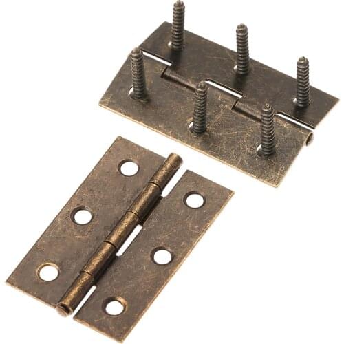 1pair Antique Bronze Hinges 65*40mm + 12 screws 6 Holes Right Angle Flat Kitchen Cabinet Door Jewelry Wooden Box Decor Wine Case