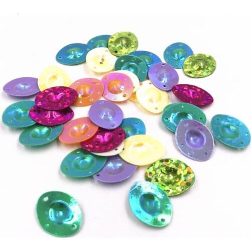 100Pcs/10g/Pack 14mm AB Mixed Round/Egg Sequins PVC Paillettes 2 hole Clothing Lentejuelas DIY Wedding Sewing Craft Accessories