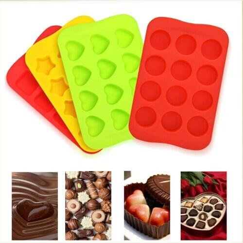 12 Slot Silicone Chocolate Jelly Mold Tray Star/Heart/Round/Square Shape DIY Pudding Maker Mould Freeze Ice Cube Plate Drop Ship