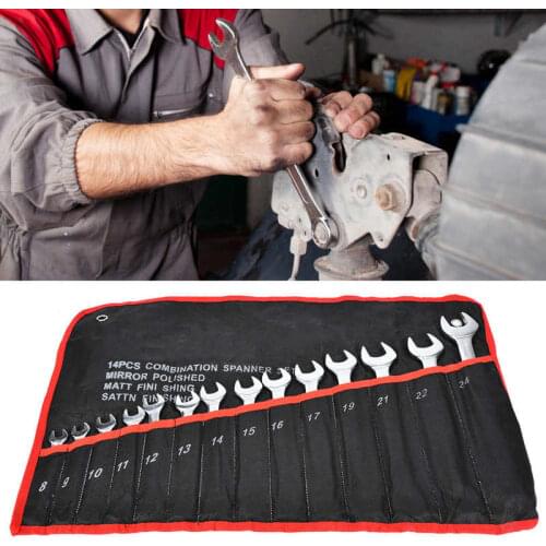 14pcs 8-24mm Metric Ratchet Socket Spanner Combination Wrench Set Nut Driver Repair Tool Kit Chrome Vanadium Steel