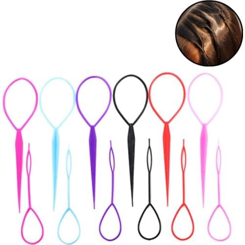 2PCs/set Ponytail Creator Plastic Loop Styling Tools Black Topsy Pony Topsy Tail Clip Hair Braid Maker Braiders Styling Tools