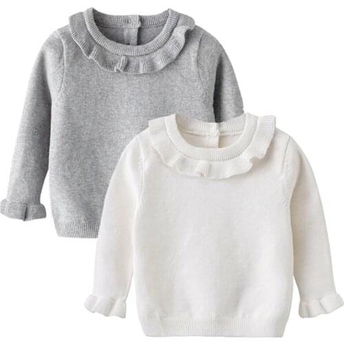 2020 Baby Sweater Girl Winter Long Sleeve Warm Clothes Girls Pullover top Ruffle Sweater Princess Clothes Knitted Baby Girls Fit