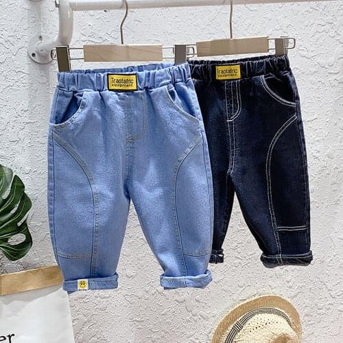 2021 Spring Kids Jeans Boys Girls Fashion Solid Jeans Children Jeans for Boys Casual Denim Pants Toddler High Quality 0-5 YEARS