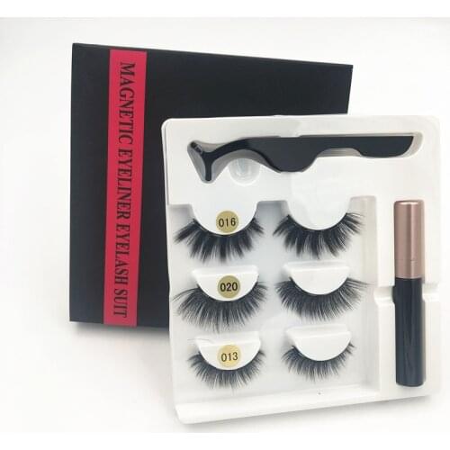 3 pairs 5 magnetic eyelashes magnetic eyelashes + magnetic eyeliner + eyelash tweezers 3D false eyelashes makeup eyelashes tool