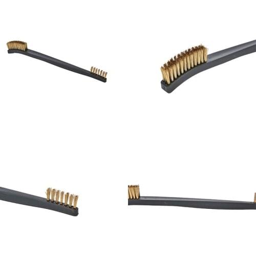 3Pcs Mini Cleaning Brush Set Brass Nylon Stainless Steel Bristle Gas Stove Cleaner Kitchen Tools Accessories