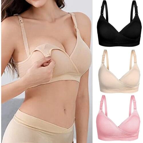 TELOTUNY 3PC Women Maternity Bra Workout Breast Feeding Sports Nursing Bra-Padded Seamless Pregnancy Underwear With 3PC Buckle
