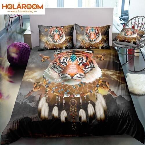 3D Printing Bedding Sets Tiger Pattern Duvet Cover Set Polyester Fabric Printed Quilt Cover With Pillowcase Bedroom Bed Decor