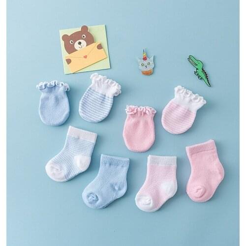 4 Pairs Newborn Socks Gloves Children Kids Baby Anti-scratch Breathable Elasticity Protection Face Mittens Shower Gift