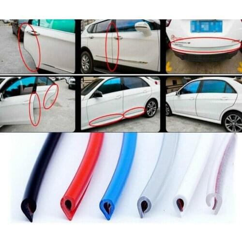 5m Car Glossy Anti-collision Strips Hidden Door Opening Anti-scratch Stickers Electroplating Door Side Rubber Strips Decorative