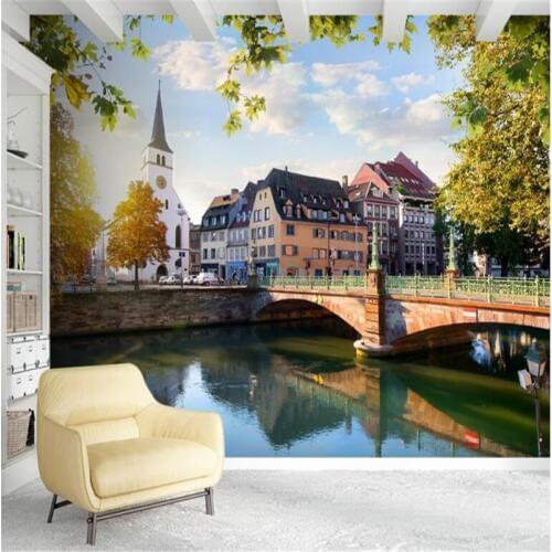 Beibehang Custom wallpaper for kids room large photo mural wallpaper French castle landscape home interior brick wallpaper 3d