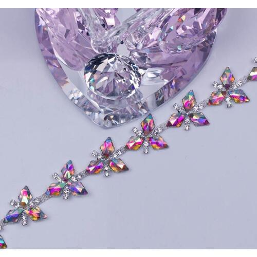 Free Shipping 5yards Rhinestone crystal Chain Bridal Sash Rhinestone Applique, Wedding Applique,Rhinestone Trimming LSRT057
