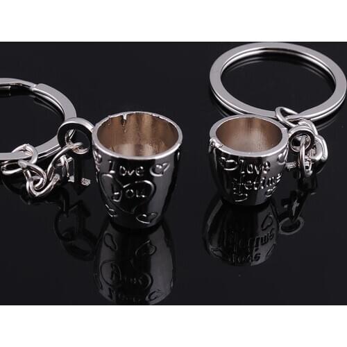 FREE SHIPPING BY DHL 200pairs/lot 2015 New Zinc Alloy Wine Cup Keychains Novelty Keyrings for Lovers