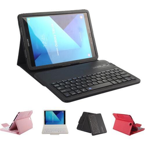 Bluetooth Keyboard Case for Samsung Galaxy Tab S3 9.7 Flip Luxury PU Leather Smart Case for Samsung T820 T825 Tablet Cover Stand