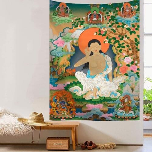Ancient Mandala Tapestry Wall Hanging Buddha Art Carpet Trippy Tapestry Boho Room Decor Aesthetic Wall Decor Blanket Decoration