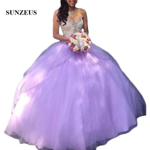 Purple Tulle Quinceanera Dresses Sweetheart Beaded Sequins Bling Bling Sweet 16 Party Dresses Ball Gowns Birthday Dress Wear