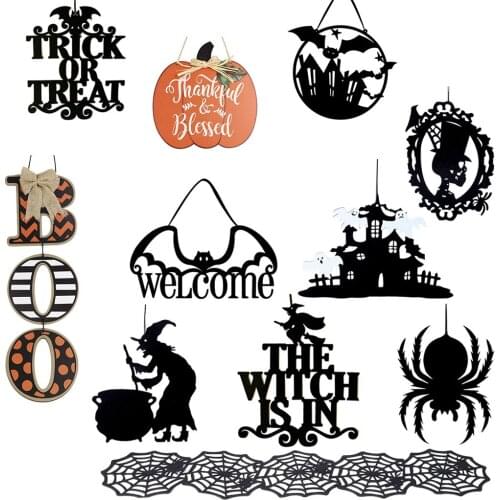 Halloween Hanging Signs Pumpkin Bat Ghost Door Wall Hanging Decoration Party Indoor Outdoor House Wall Door Hanging
