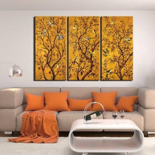 Gold Rich Tree Picture Canvas Print Painting Abstract Poster and Prints Pop Chinese Painting Wall Art for Living Room Home Decor