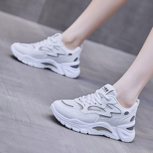 Wedge Chunky Sneakers for Women Platform Mesh Breathable Student Running Sneakers Thick Sole Dad White Sneaker
