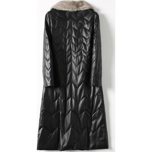 Genuine Leather Jacket Womens Winter Down Jackets Warm Natural Mink Fur Collar 2020 Sheepskin Coat For Women LX2376