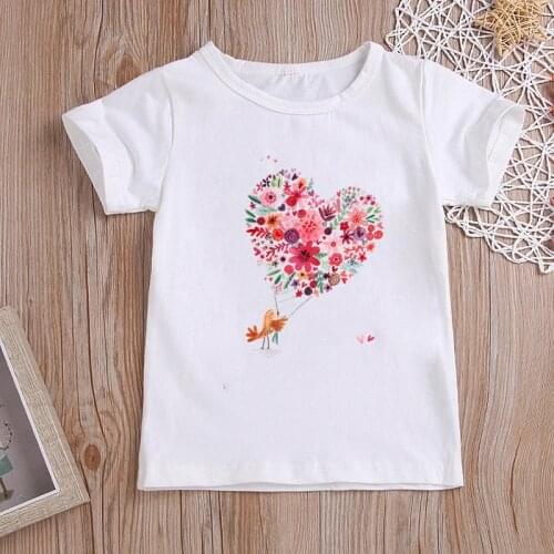 Lovely Childrens Clothing for Girls White Casual Oversized T-shirt Summer Short Sleeve Cartoon Girls Clothes T Shirt