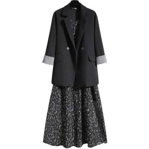 Fashion Plus Size Womens Floral Ddress Suit Female 2021 New Spring Style Temperament Fat Sister Two-Piece Suit