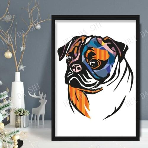 Pug Bright Multicolour Abstract Art Print Colourful Dog Gallery Wall Poster Gift