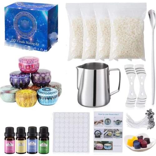 1 Set Candle Making Supplies DIY Candle Making Kit Beeswax Soy Arts Crafts Melting Pot Wick Stickers Candle Wicks Holder Tools