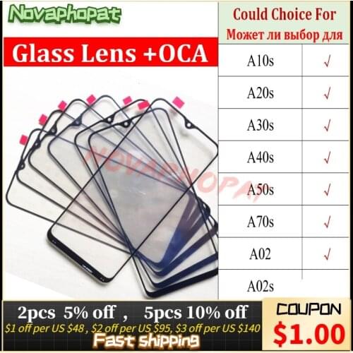Novaphopat Digitizer LCD Sensor Panel For Samsung Galaxy A10s A20s A30s A40s A50s A70s A02 A02s Touch Screen Glass lens OCA