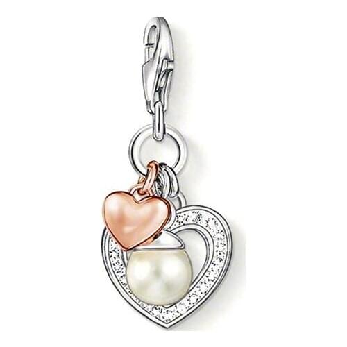 PT1337 Charm silver-plated original Elegance and Style Heart Silver Plated For Women Romantic Gift Ts Style Necklace charms