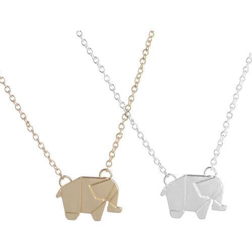 Wholesale 10pc Indian Origami Elephant Pendant Necklace Charm Chain Fashion Animal Jewelry For Love Girls Friends Kids