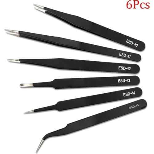 Tweezers For Soldering Eyebrow Professional Tweezers Set Eyelashes Tongs Electronic Extension Stickers Soldering Antistatic
